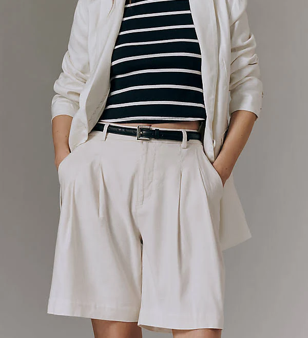 shorts The Avery Pleated Trouser Shorts by Maeve in Ivory, Size: 8 at Anthropologie Anthropologie $108