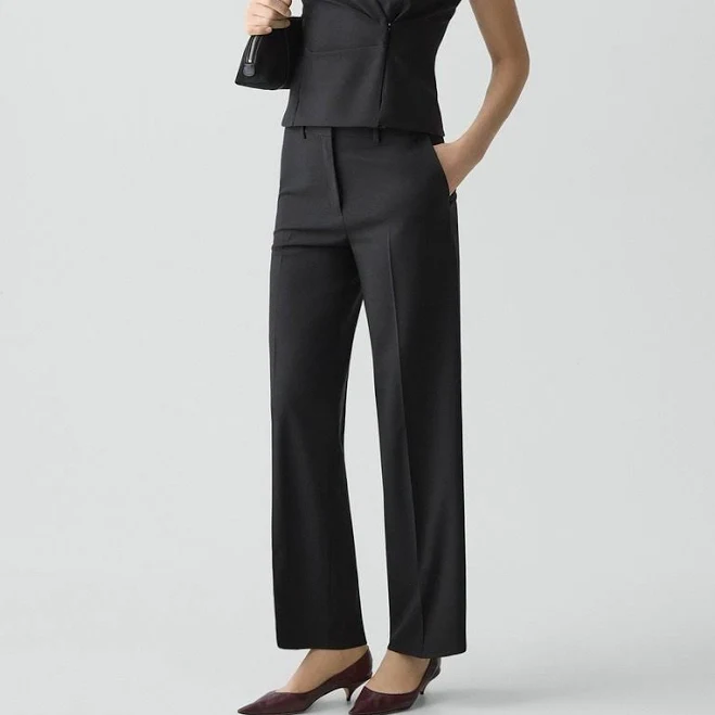 pants Theory Women's Stretch Wool Wide Leg Pants in Black Theory $175.14