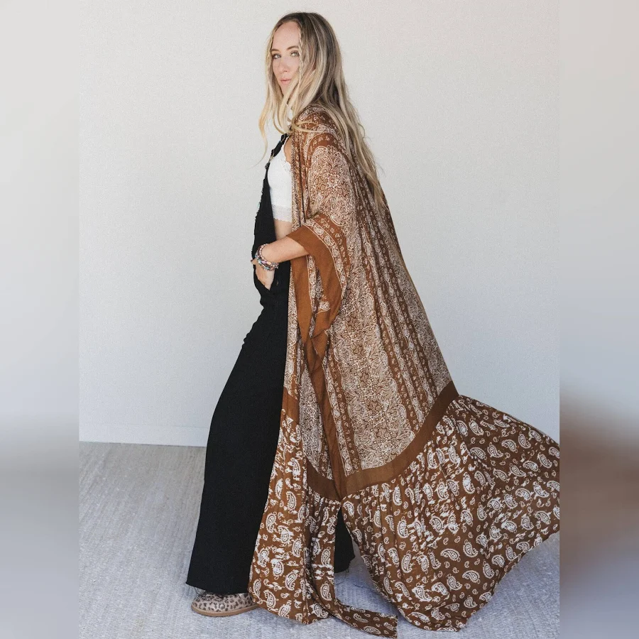 outerwear Three Bird Nest Women's Paisley Tapestry Duster Kimono Three Bird Nest $35