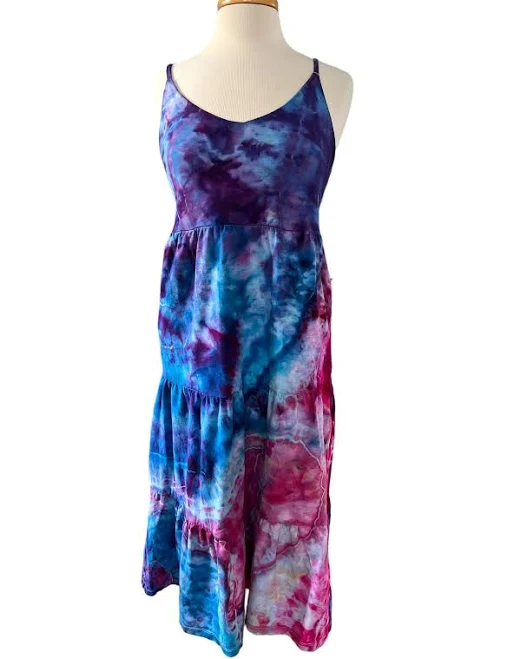 dress Tie Dye Cotton Tiered Maxi Dress with Pockets Etsy - Seller $70