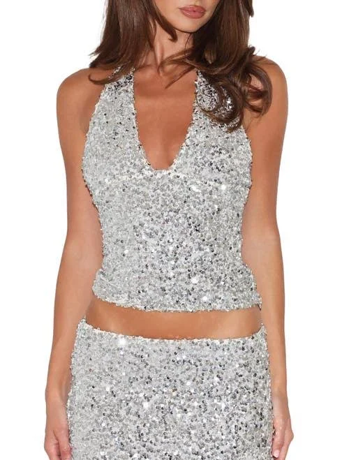sequin top Tiger Mist Reilynn Sequin Halter Top Nordstrom $65