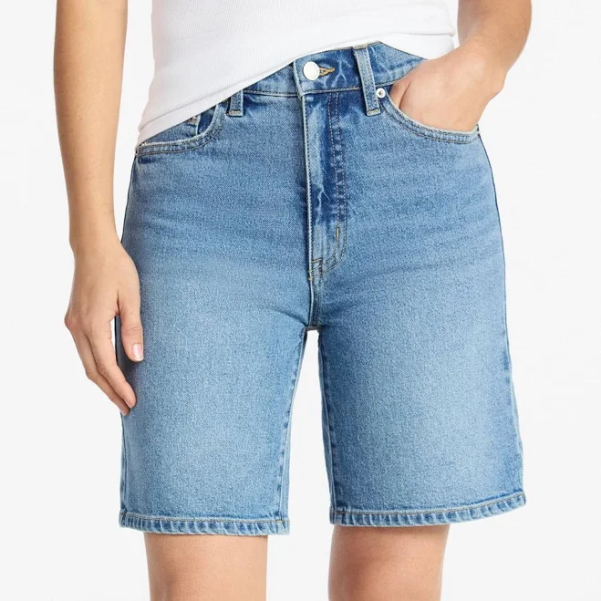 shorts Time and Tru Women's High-Rise Denim Bermuda Shorts Walmart $17.98