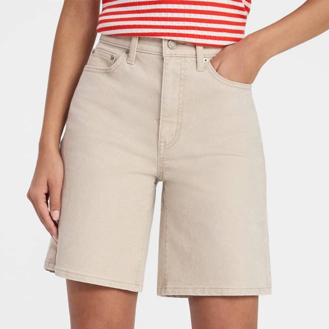 shorts Time and Tru Women's High-Rise Denim Bermuda Shorts Walmart $17.98
