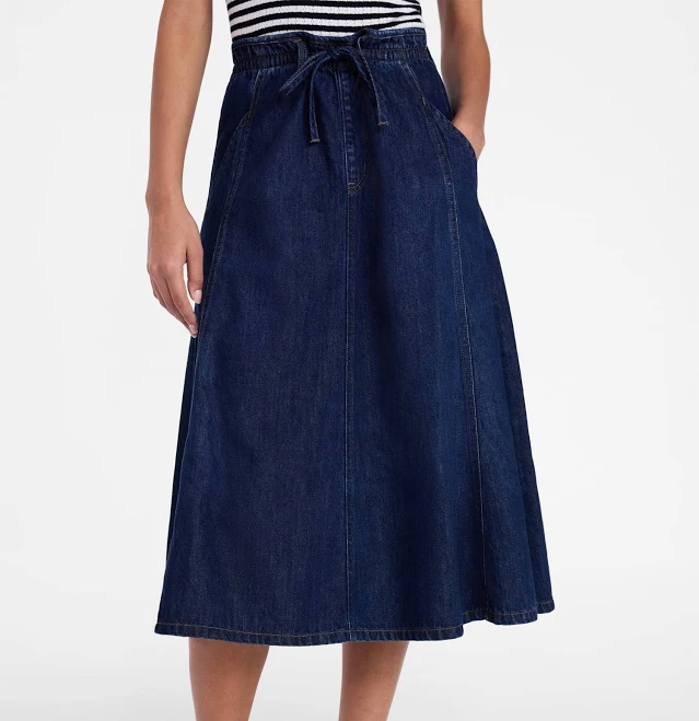 skirt Time and Tru Women's Tie Waist Denim Midi Skirt Walmart $24.98