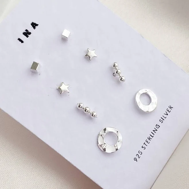 accessory Tiny Sterling Silver Stud Earring Set Etsy - Seller $42.34