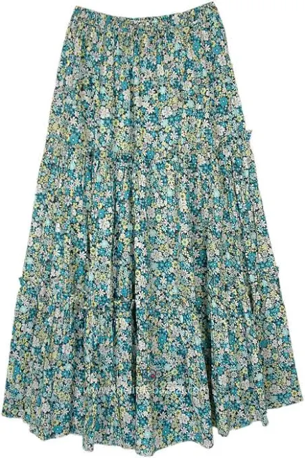 skirt TLB Daisies Bloom Long Cotton Tiered Skirt The Little Bazaar $39.99