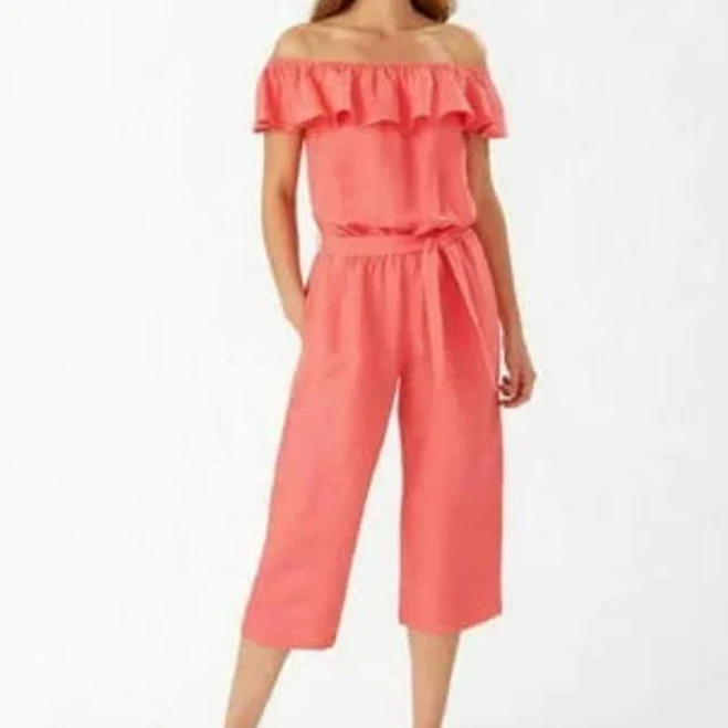 jumpsuit Tommy Bahama Pants & Jumpsuits Tommy Bahama Linen Dye Cropped Jumpsuit Ruffles Poshmark $60