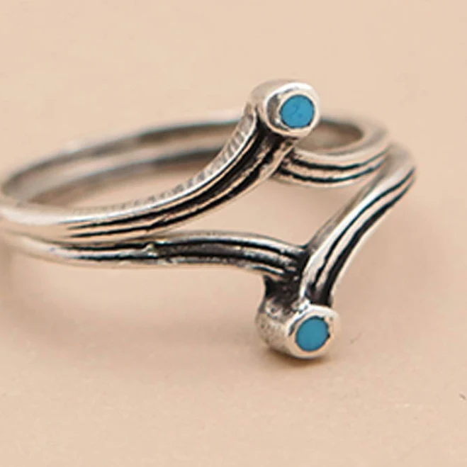 accessory Turquoise Stacked Rings (Set of 2) Cultural Elements $24