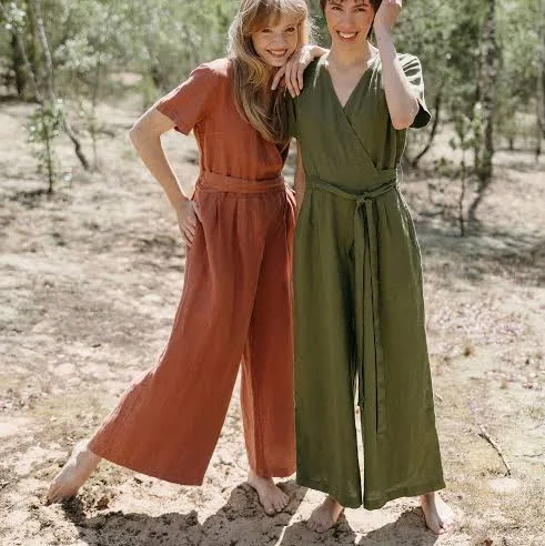 jumpsuit V-Neck Wrap Linen Jumpsuit with Pockets Etsy - Seller $175.97