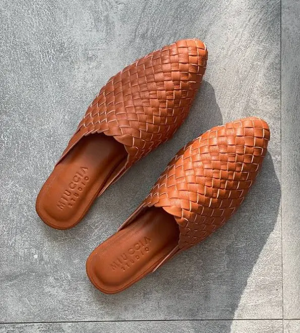 shoes Vania Handwoven Goatskin Leather Mules Etsy - MIUCCIASTUDIO $80.75