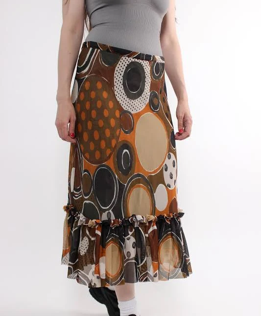 skirt Vintage 90s Abstract Ruffle Skirt Etsy - TarasCommon $72