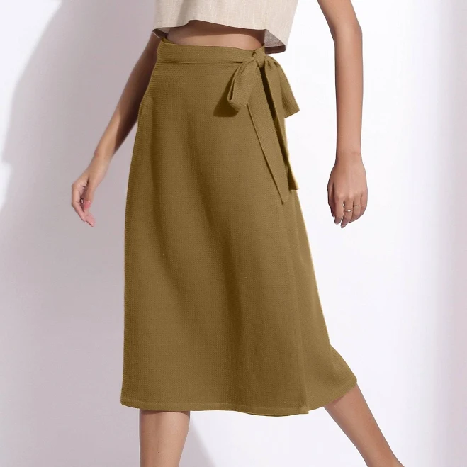 skirt Waffle Cotton Midi Wrap Skirt SeamsFriendly $52