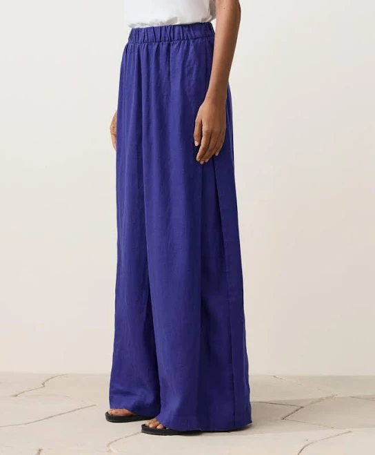pants Wide-Leg Linen Trousers with Side Pleat OYSHO $89