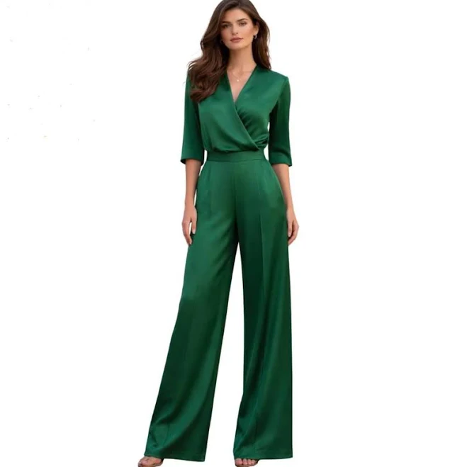 jumpsuit Wide Leg V Neck Wrap Jumpsuit Etsy - Seller $150