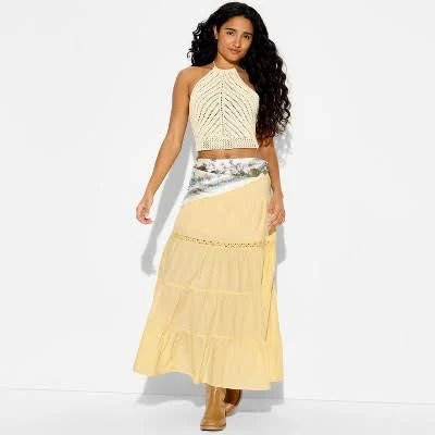 top Wild Fable Women's Sleeveless Crochet Halter Sweater Target $20