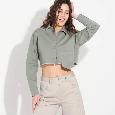 crop top Wild Fable Women's Twill Utility Crop Shirt Target $38