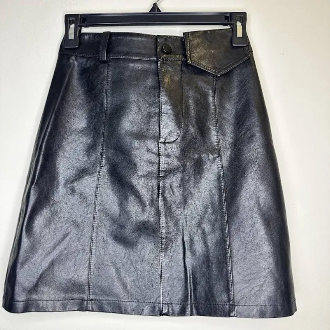 skirt Womenβs Faux Leather A Line High Waisted Black Mini Skirt Size 36 eBay $21