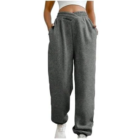 pants Women's Elastic High Waist Joggers with Pockets Walmart - FAIWAD Clothing $16.99
