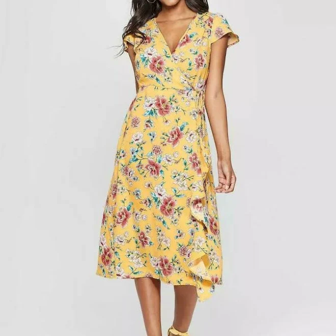dress Women's Floral Print Short Sleeve Deep V-neck Wrap Midi Dress eBay - am_johnny $21.99