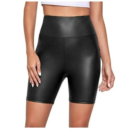 biker shorts Women's High Waist PU Leather Shorts Walmart - F W Clothing $3.59
