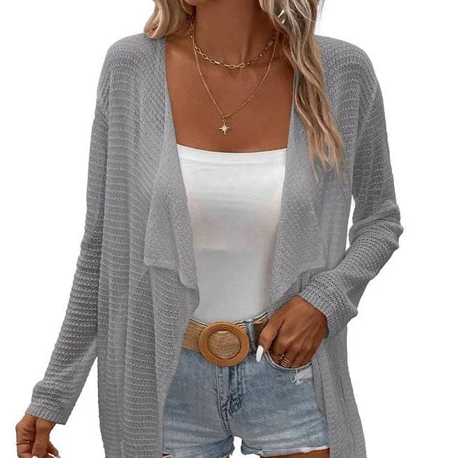 outerwear Womens Lightweight Crochet Cardigan Sweater Rib Knit Open Front Sweater Coats Long Sleeve Outwear, Women's, Size: Small, Light Grey Kohl's $36.99