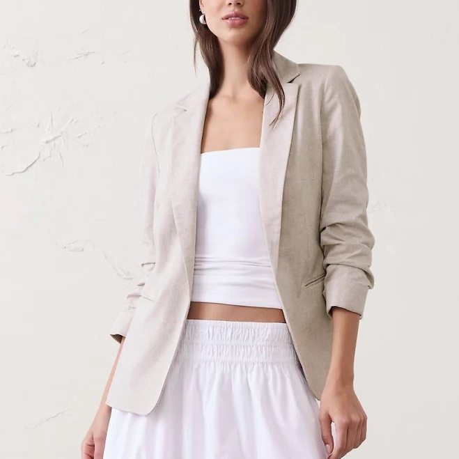 outerwear Women's Linen-Blend Hayden Blazer Banana Republic Factory $100