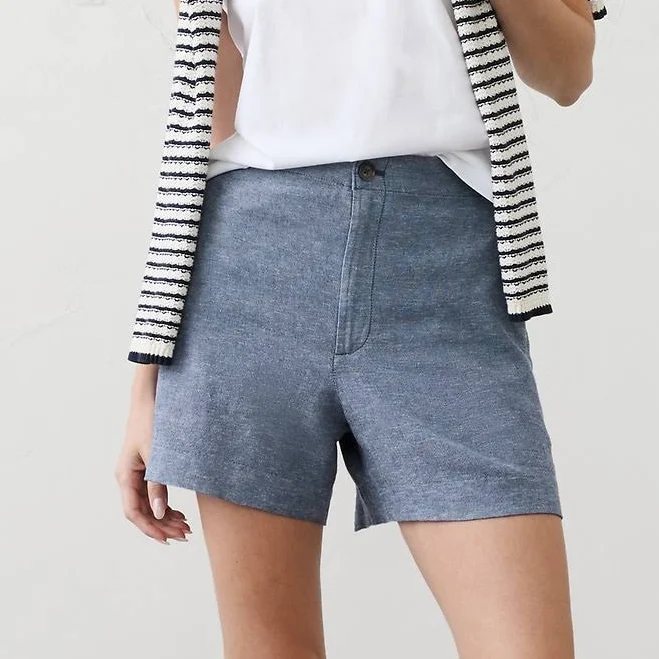 shorts Women's Linen-Blend High-Rise Chambray Banana Republic Factory $60
