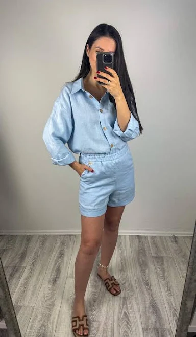 matching set Women's Oversized Linen Button Down Shirt Set Etsy - Seller $83.25