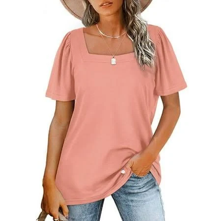 top Women's Puff Short Sleeve Square Neck Blouse Walmart - Spencer Happucation Inc $9.1