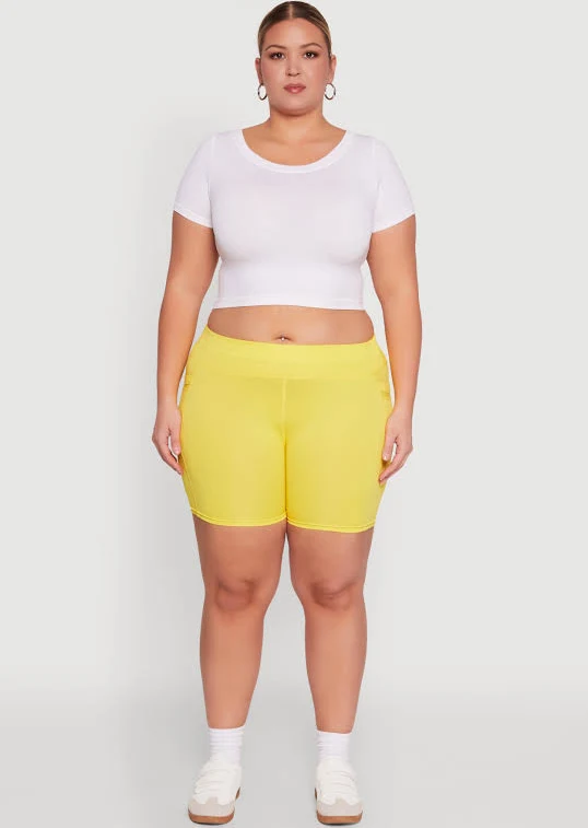 biker shorts Womens Rainbow Plus Size High Waist Cell Phone Pocket Biker Shorts Rainbow Shops $2.39