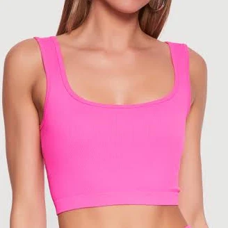 top Women's Seamless Rib Knit Cropped Tank Top Rainbow Shops $6.99