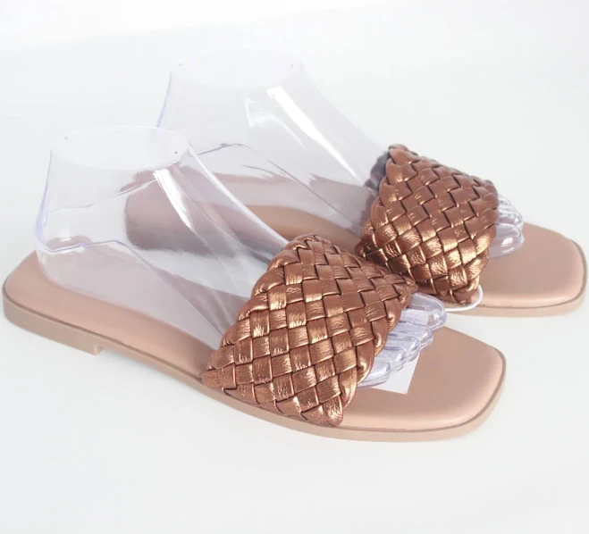 shoes Women's Size 7, 8 Or 9 M Old Navy Sandals Bronze Metallic Slides Woven eBay $16