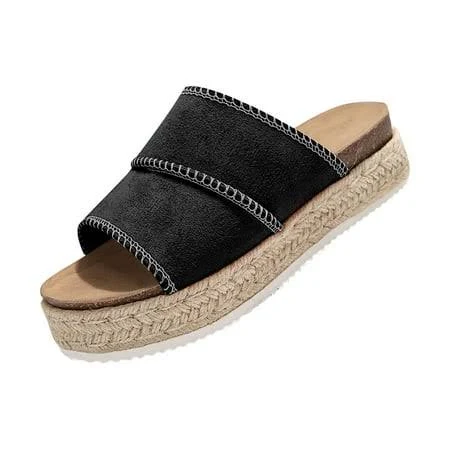 shoes Women's Slip-On Open Toe Chunky Sandals Walmart - Lovzfmll $29.44
