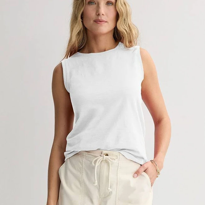 top Women's Sonoma Goods For Life Everyday Crewneck Tank Top, Size: Small, Vital White Kohl's $6.79