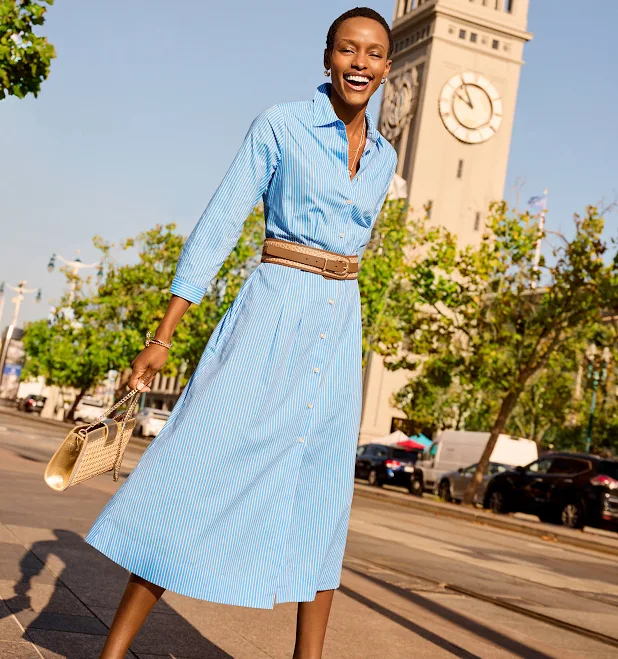 dress Women's Talbots Poplin Shirtdress Willow Stripe Talbots $118.3