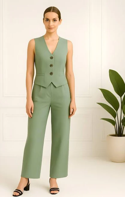 matching set Women's Trendy Linen Vest and Pant Set VARDO $238