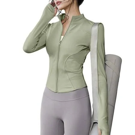 activewear Women's Trendy Standing Collar Slim Full Zip Yoga Top Walmart - hxobax $12.99