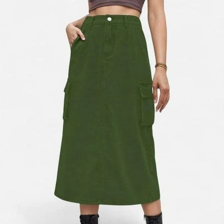 skirt Women's Utility Midi Skirt with Side Cargo Pockets Walmart - FashionWorks $43.99