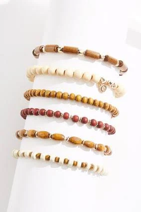 accessory Wood Bead Stretch Bracelet Set Cato Fashions $8.99