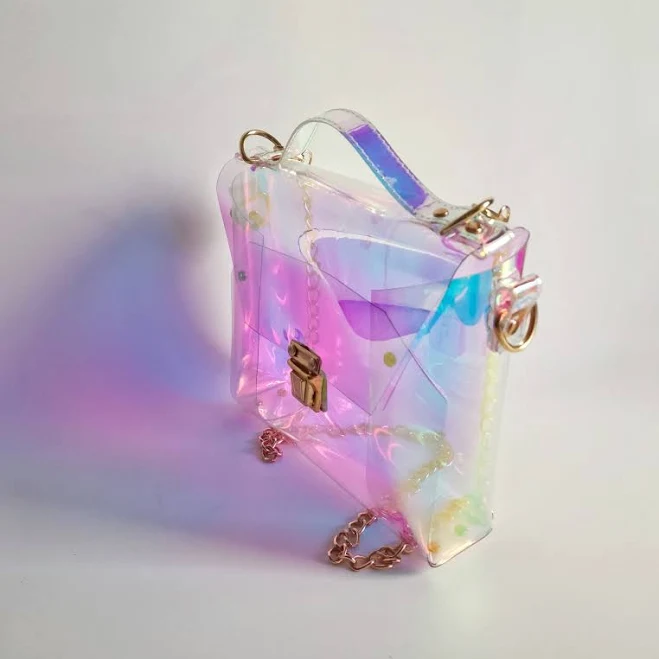 bag Y2K Holographic Vinyl Shoulder Bag with Chain Strap Etsy - YPSILONBAGS $93.62