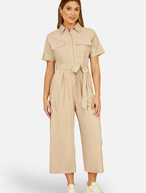 jumpsuit Yumi Utility Relaxed Fit Jumpsuit in Stone at Nordstrom, Size 4 Nordstrom $149