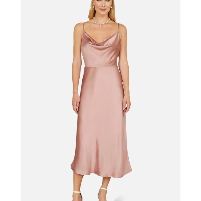 dress Yumi Women's Satin Cowl Neck Midi Dress Macy's $107.25