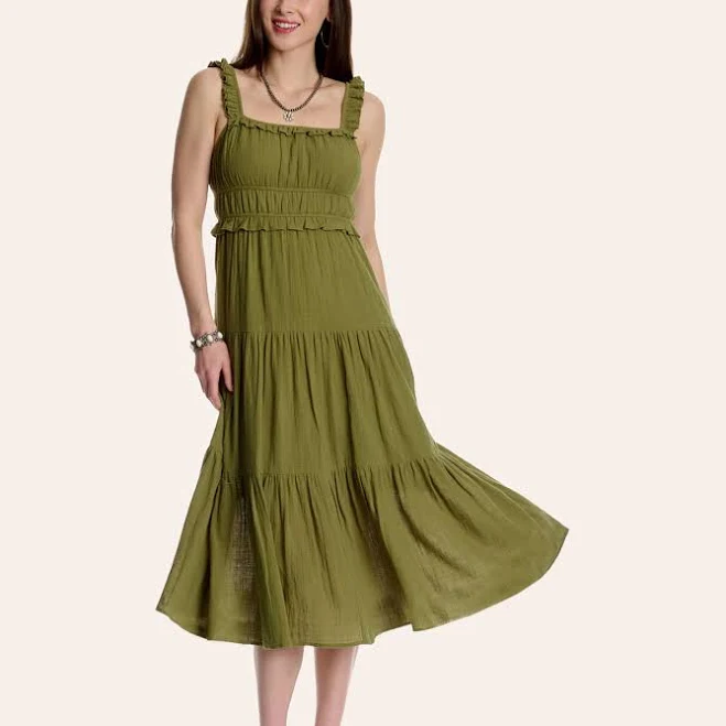 dress Yura Women's Sleeveless Ruffle Tiered Midi Dress Cavender's Boot City Western Store $54
