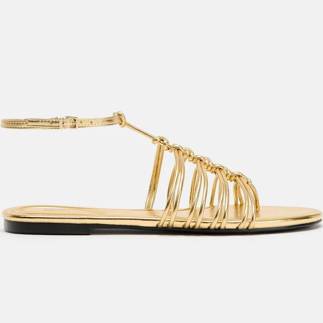 shoes Zara Metallic Flat Sandals Zara USA $59.9