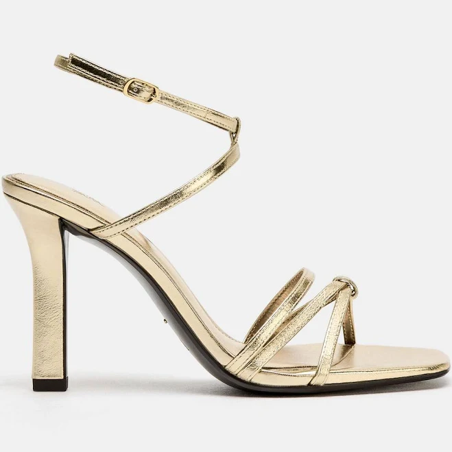 shoes Zara Metallic Heeled Sandals Zara USA $59.9