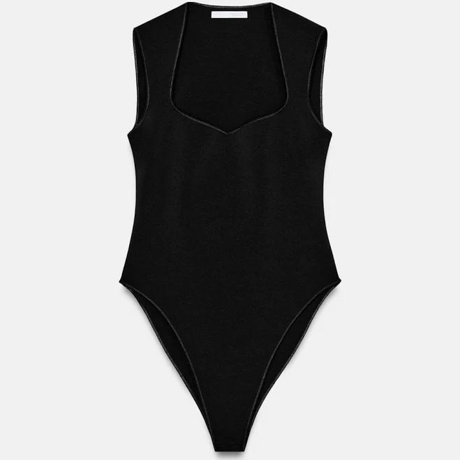 top Zara Stretch Square Neck Bodysuit Zara USA $35.9