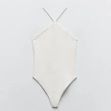 bodysuit Zara White Ribbed Knit Halter Bodysuit Poshmark $25