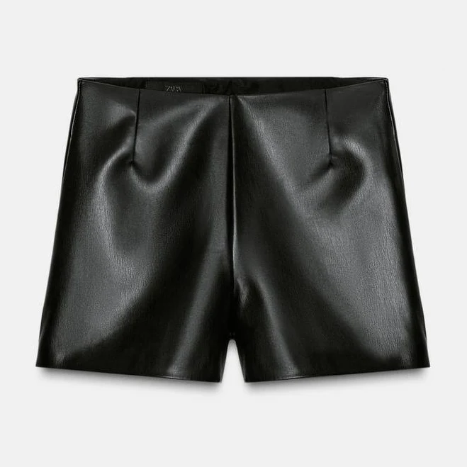 bottom Zara Women's Faux Leather High-Waisted Shorts Zara USA $39.9