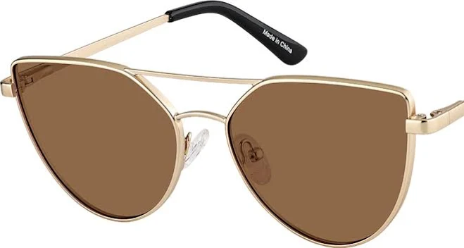 accessory Zenni Women's Vintage Cat-Eye Sunglasses Gold Metal Full Rim Frame Zenni Optical $15.95
