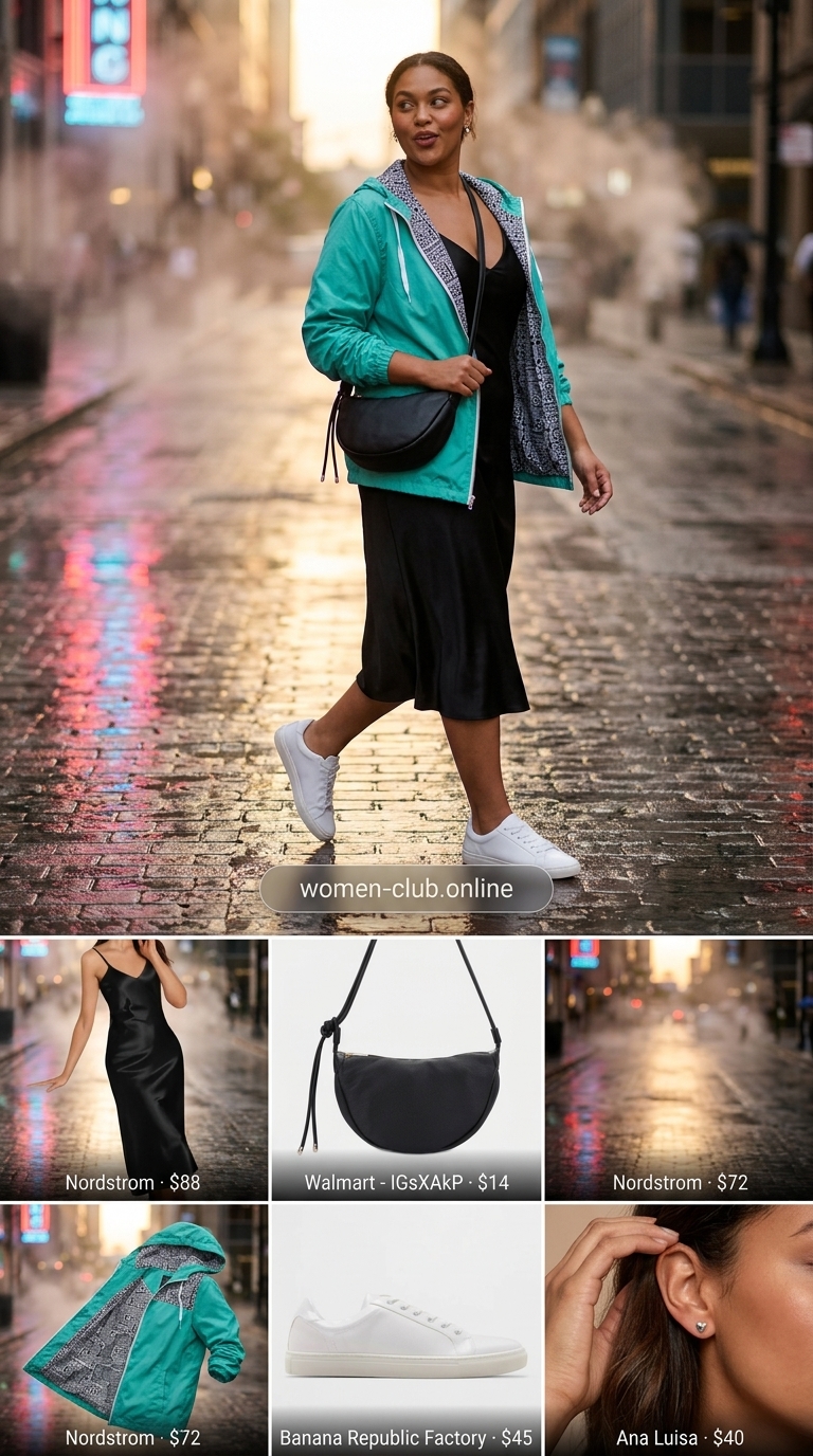 Teal printed windbreaker outfit for women 2026, sporty chic for casual outings and art galleries.